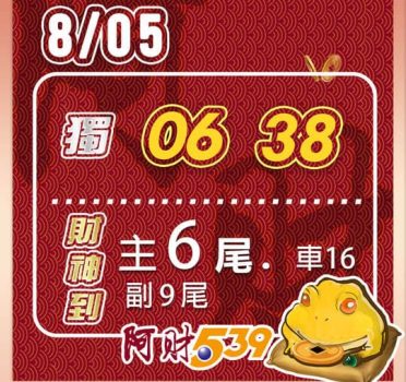 2022/08/05 今彩539阿財版路-獨支*2+尾數