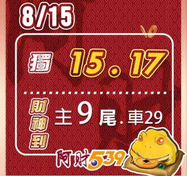 2022/08/15 今彩539阿財版路-獨支*2+尾數