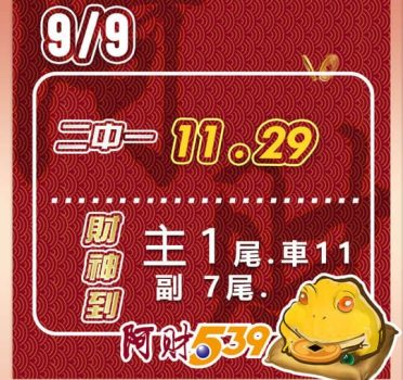 2022/09/09今彩539阿財版路-二中一+尾數