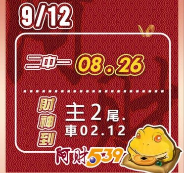 2022/09/12今彩539阿財版路-二中一+尾數