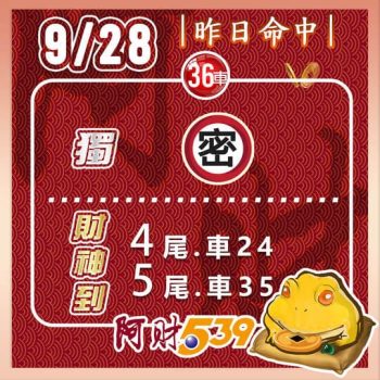 2022/09/28今彩539阿財版路-雙尾數