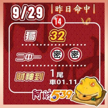 2022/09/29今彩539阿財版路-獨支+尾數