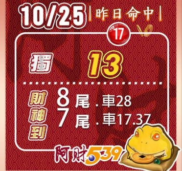 2022/10/25今彩539阿財版路-獨支+尾數