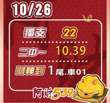 2022/10/26今彩539阿財版路-獨支+尾數