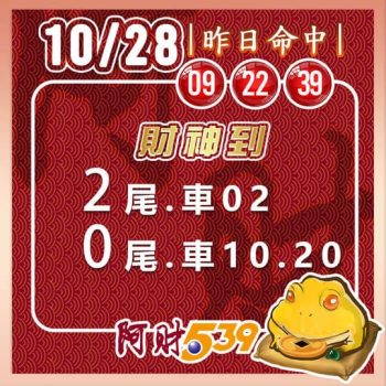 2022/10/28今彩539阿財版路-雙尾數