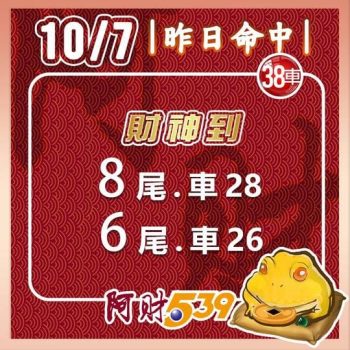 2022/10/07今彩539阿財版路-雙尾數