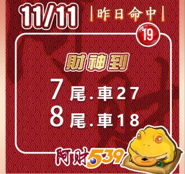 2024/11/11 今彩539阿財版路-雙尾數